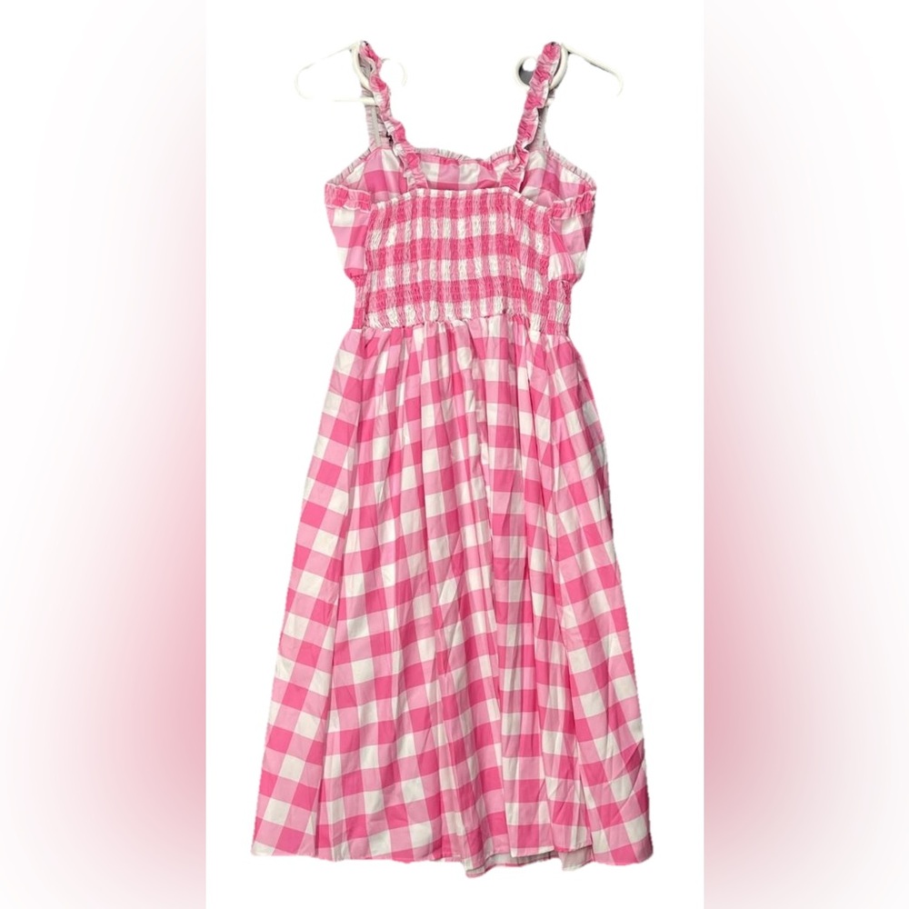 Barbie Pink Gingham Plaid Sz XL Ruched Waist Ruffles Barbiecore‎ Cosplay Y2K - Picture 2 of 6